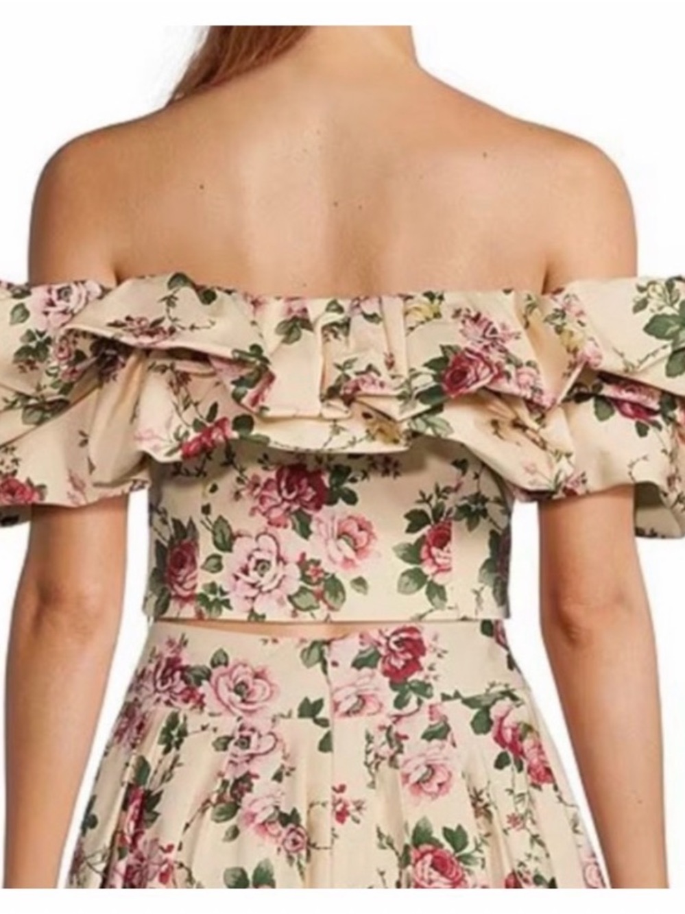 ANTONIO MELANI Cream Floral Maxi Dress with Pink Rose Print (2 piece set) - Picture 4 of 16